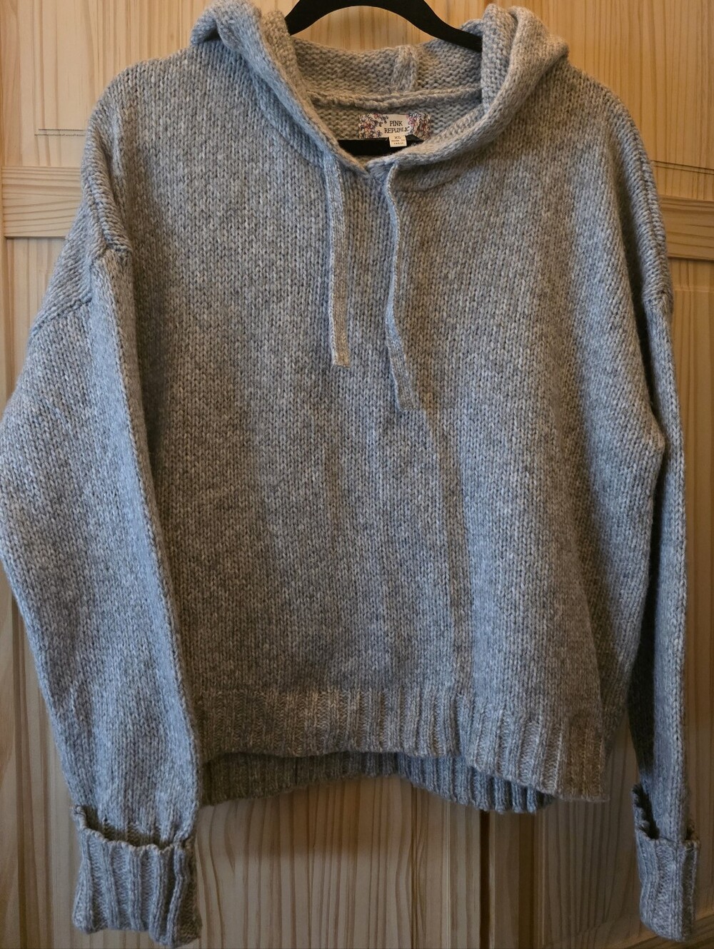 Pink Republic Grey Hooded Oversized Knit Sweater
